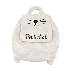 Sac à dos en sherpa Petit Chat blanc/noir 