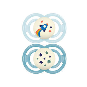 Lot de 2 sucettes silicone Perfect Nuit 18M+ tendance (modèle aléatoire) 