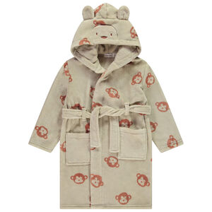 Robe de chambre en sherpa imprimé singes pour garçon 