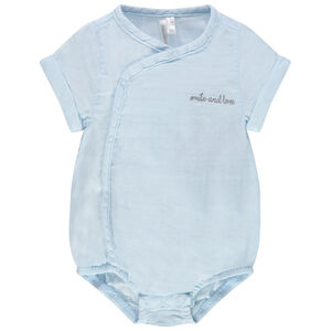 Body manches courtes en coton à inscription brodée 