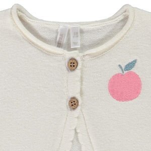 Gilet en tricot avec broderie pomme pour bébé fille 