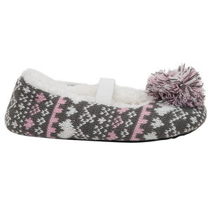 Chaussons bas en tricot avec pompon et doublure sherpa 