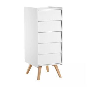 Chiffonnier à 5 tiroirs Vintage blanc/chêne 