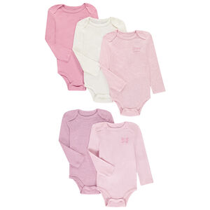 Lot de 5 bodies manches longues printés pour bébé fille 