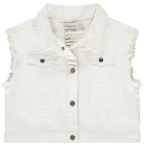 Veste sans manches en jean effet raw cut pour fille 