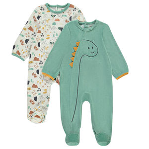 Lot de 2 dors-bien velours dinosaures pour bébé garçon avec ouvertures différentes selon l'âge 