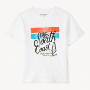 T-shirt manches courtes uni print fantaisie pour garçon 