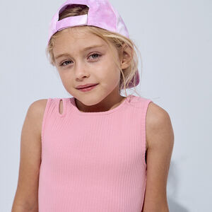 Robe sans manches en jersey côtelé uni pour fille 