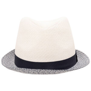 Borsalino tressé en paille bicolore avec galon pour garçon 