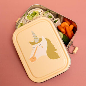 Petite lunchbox en inox Mrs. Unicorn beige 
