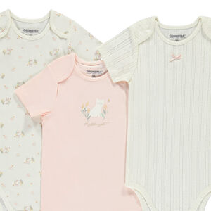 Lot de 5 bodies manches courtes fantaisie pour bébé fille avec ouvertures différentes selon l'âge 