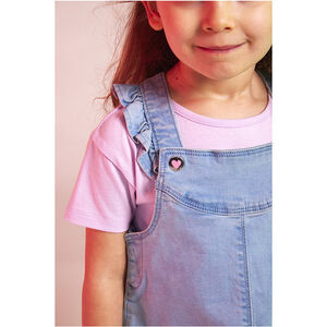 Robe salopette en denim avec boutons coeurs pour fille 