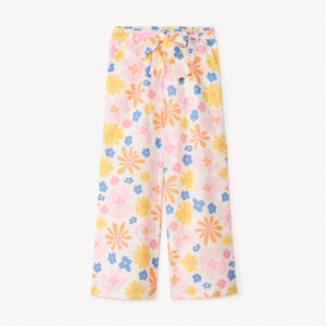 Pantalon large en popeline imprimé fleurs pour fille 