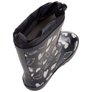 Bottes de pluie en caoutchouc avec col imperméable imprimé coeurs pour fille 