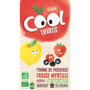 Gourdes sucrées Cool Fruits de Pomme, Fraise et Myrtille 12x90g 