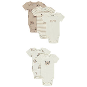 Lot de 5 bodies manches courtes motifs ourson pour bébé 