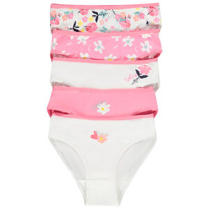 Lot de 5 culottes en jersey motifs fantaisie fleurs pour fille 