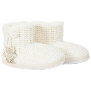 Chaussons bottes en tricot avec décos pailletée pour fille 