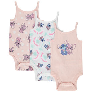 Lot de 3 bodies débardeurs Stitch & Angel Disney pour bébé fille 