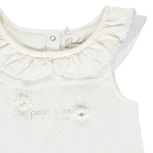 Débardeur uni avec col à broderie anglaise pour bébé fille 