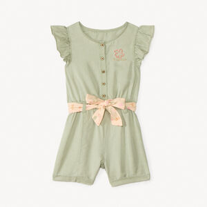 Combishort en sergé avec ceinture pour bébé fille 