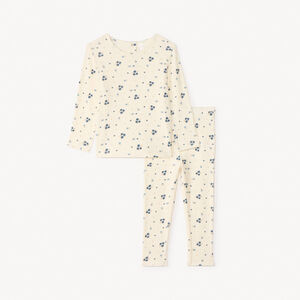 Set pyjama long côtelé imprimé fleuri pour bébé fille 