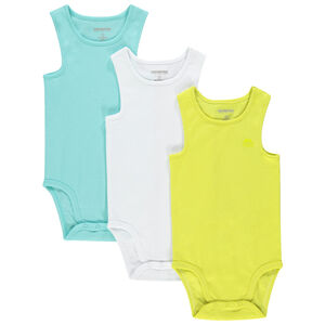 Lot de 3 bodies sans manches en coton pour bébé garçon à logo printé 
