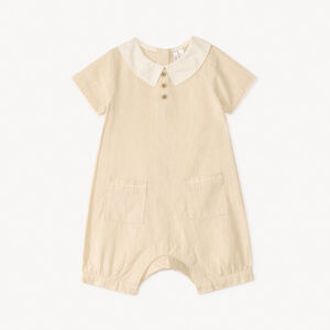 Combinaison courte en lin col Claudine pour bébé garçon 