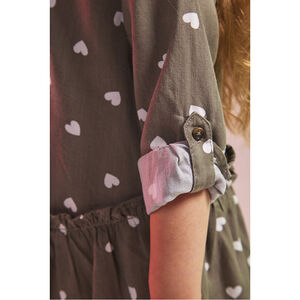 Robe manches longues en lyocell imprimé cœurs pour fille 