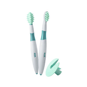 Lot de 2 brosses à dents éducatives 6m+ avec bague de sécurité 