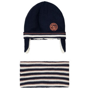 Ensemble bonnet + snood rayé pour bébé garçon 