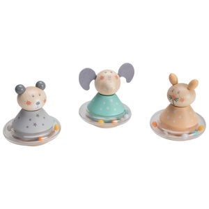 Hochet culbuto à billes - Lapin orange 