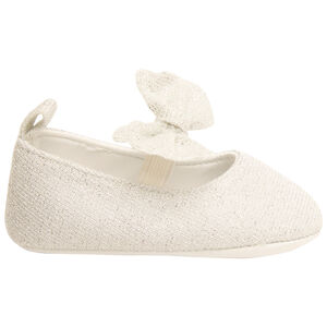 Babies argentés avec lanière élastiquée à nœud pour bébé fille 