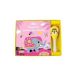 Livre d'éveil sonsoriel avec maracas 
