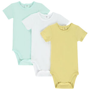 Lot de 3 bodies manches courtes unis pour bébé garçon 