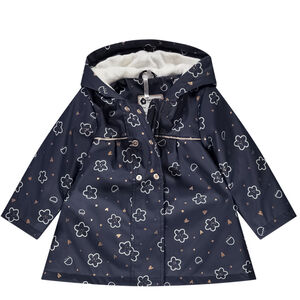 Parka gomme à capuche imprimé fantaisie pour bébé fille 