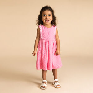 Robe sans manches en voile doublé et broderie anglaise pour bébé fille 