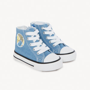 Baskets montantes en toile effet jean avec zip pour bébé garçon 