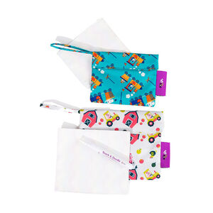 Set de 2 sacs à goûter Snack & Doodle avec tapis de dessins à l'eau Ferme/Trains 