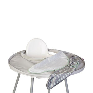 Kit bavoir et plateau imperméable imprimé fruits/gris clair 