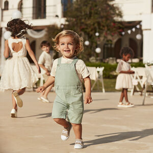 Salopette courte en toile pour bébé garçon 