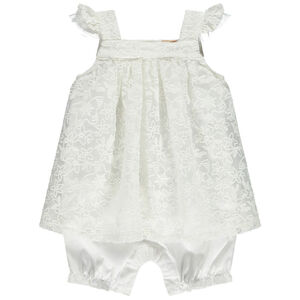 Combinaison de cérémonie brodée effet 2 en 1 pour bébé fille 