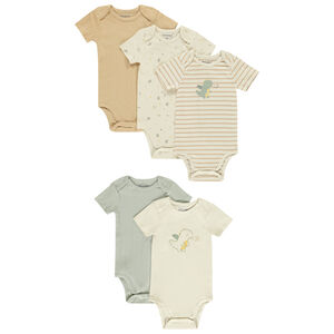 Lot de 5 bodies manches courtes fantaisie pour bébé garçon avec ouvertures différentes selon l'âge 