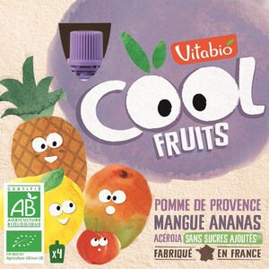 Gourdes sucrées Cool Fruits de Pomme, Mangue et Ananas 4x90g 