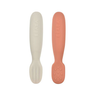 Lot de 2 pré-cuillères en silicone terracotta/velvet grey 