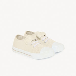 Baskets basses argentées à scratch et lacets pour fille 