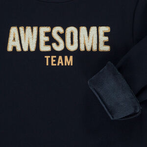 Sweat en molleton et contrecolle velours + broderie pour garçon 