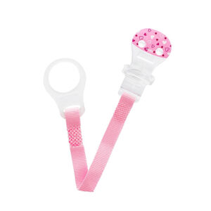 Attache sucette ruban - Coeurs Rose 