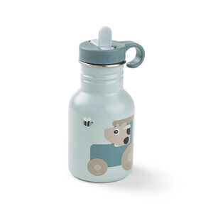 Bouteille en acier inoxydable avec paille 350 ml Tiny Farm bleu 