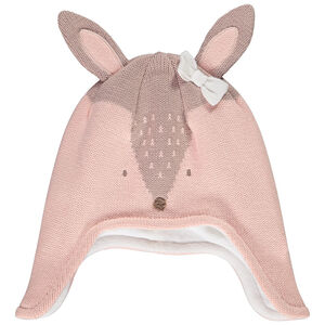 Bonnet péruvien en tricot biche doublé sherpa pour fille   